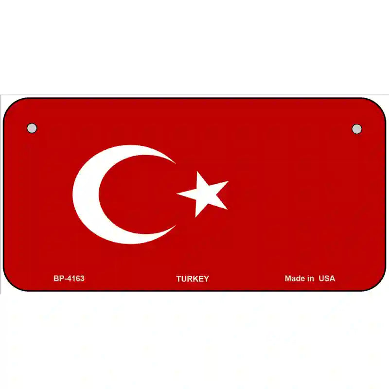 Turkey Flag Metal Novelty License Plate 6" x 3" (BP)