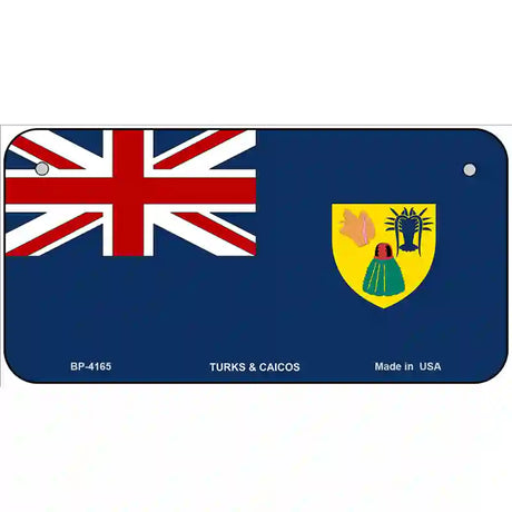 Turks And Caicos Flag Metal Novelty License Plate 6" x 3" (BP)