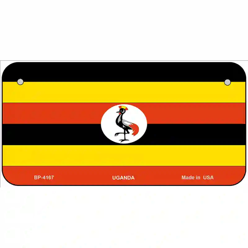 Uganda Flag Metal Novelty License Plate 6" x 3" (BP)