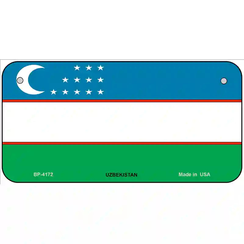 Uzbe Kistan Flag Metal Novelty License Plate 6" x 3" (BP)