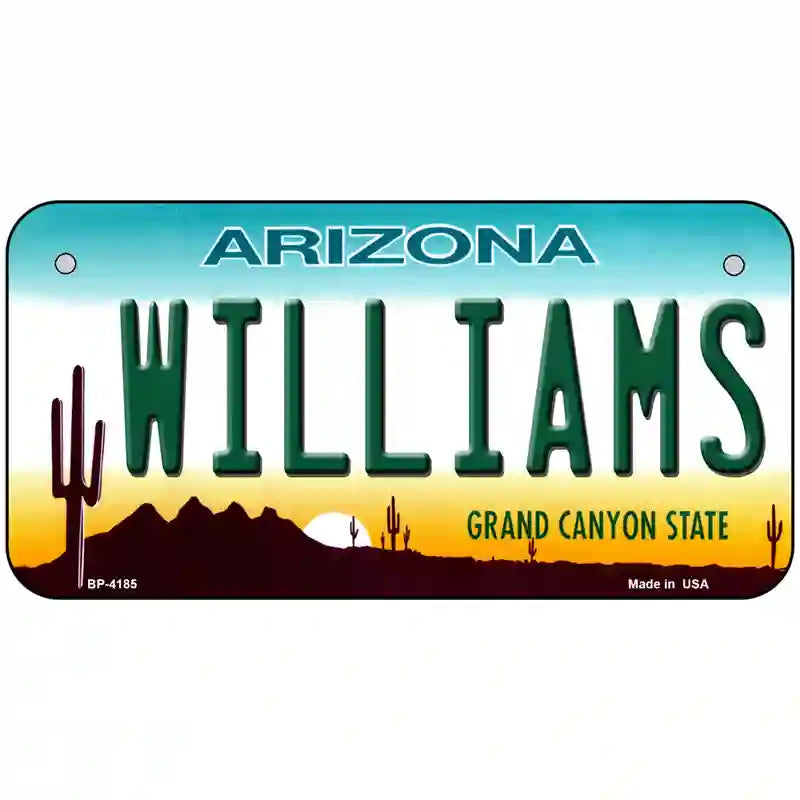 Williams Arizona Novelty Metal License Plate 6" x 3" (BP)