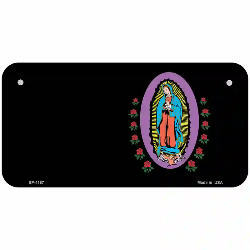 Virgin Mary Black Metal Novelty License Plate 6" x 3" (BP)