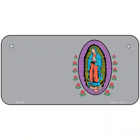 Virgin Mary Gray Metal Novelty License Plate 6" x 3" (BP)