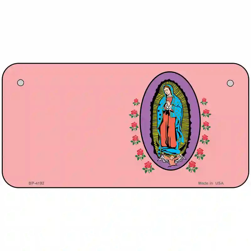 Virgin Mary Pink Metal Novelty License Plate 6" x 3" (BP)