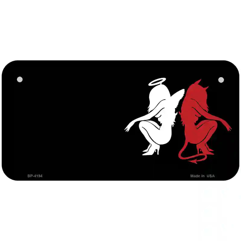 Angel Devil Offset Metal Novelty License Plate 6" x 3" (BP)