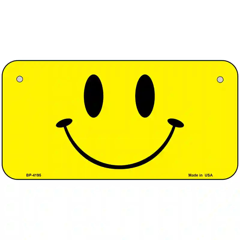 Happy Face Metal Novelty License Plate 6" x 3" (BP)