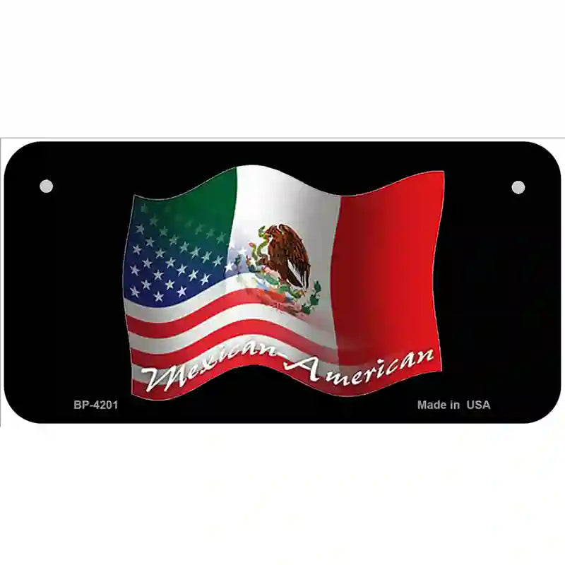 Mexican American Flag Metal Novelty License Plate 6" x 3" (BP)