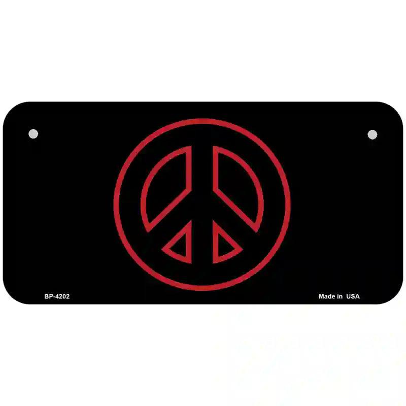 Red Peace Sign Metal Novelty License Plate 6" x 3" (BP)