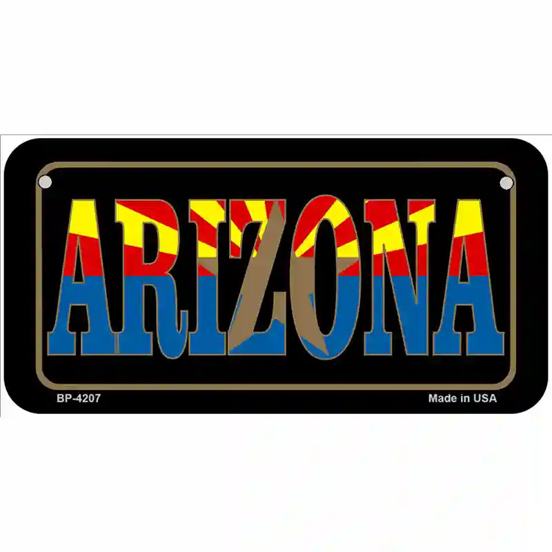 Arizona Inlayed State Flag Metal Novelty License Plate 6" x 3" (BP)