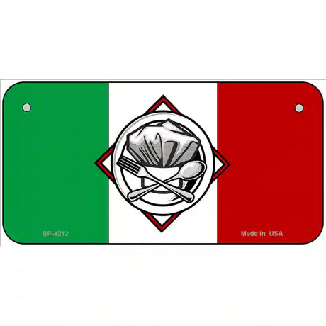 Italy Flag Culinary Logo Metal Novelty License Plate 6" x 3" (BP)