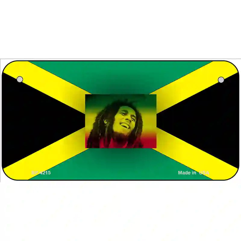 Jamaica Flag Bob Marley Metal Novelty License Plate 6" x 3" (BP)