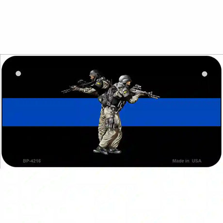 Thin Blue Line Police SWAT Metal Novelty License Plate 6" x 3" (BP)