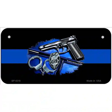 Thin Blue Line Badge Metal Novelty License Plate 6" x 3" (BP)