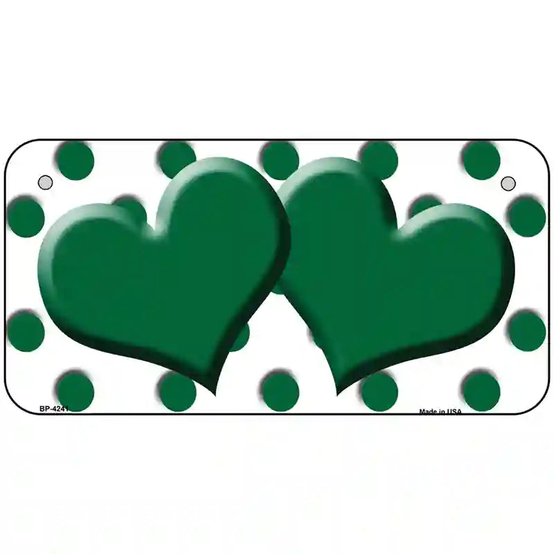 Green White Polka Dot Green Centered Hearts Novelty License Plate 6" x 3" (BP)