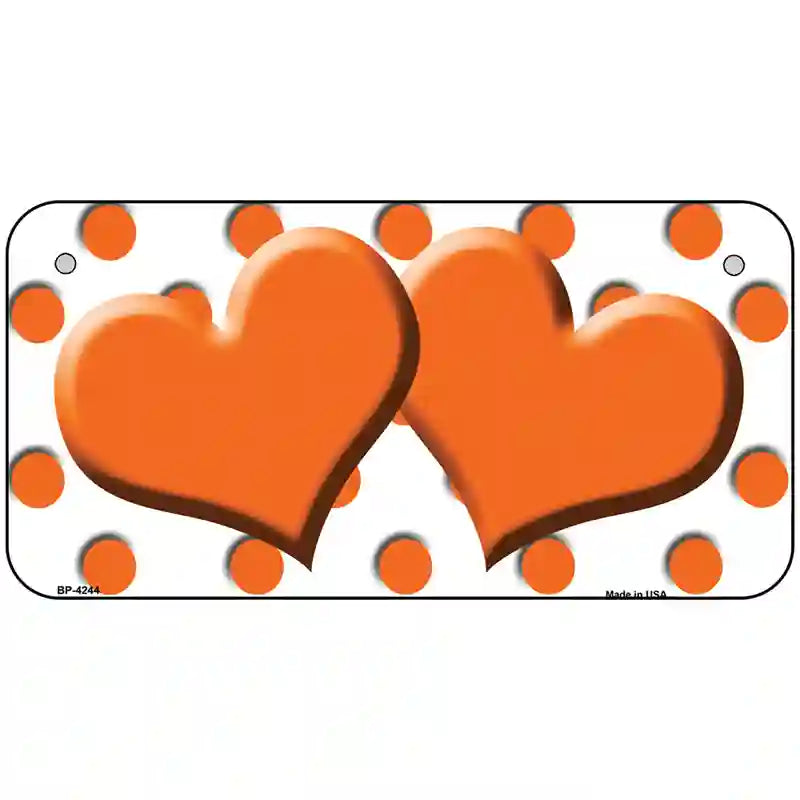 Orange White Polka Dot Orange Centered Hearts Novelty License Plate 6" x 3" (BP)