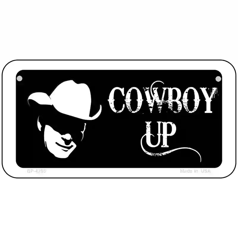 Cowboy Up License Metal Novelty License Plate 6" x 3" (BP)