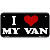 I Love My Van Black Metal Novelty License Plate 6" x 3" (BP)