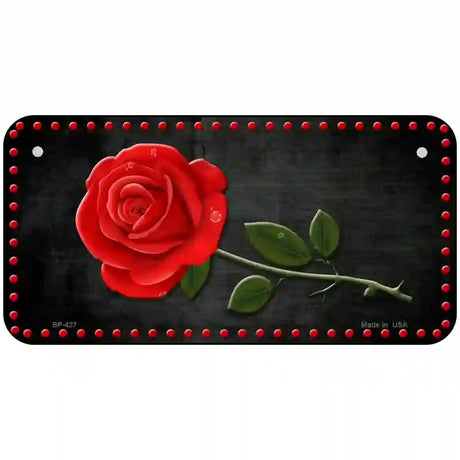 Rose Design Black Metal Novelty License Plate 6" x 3" (BP)