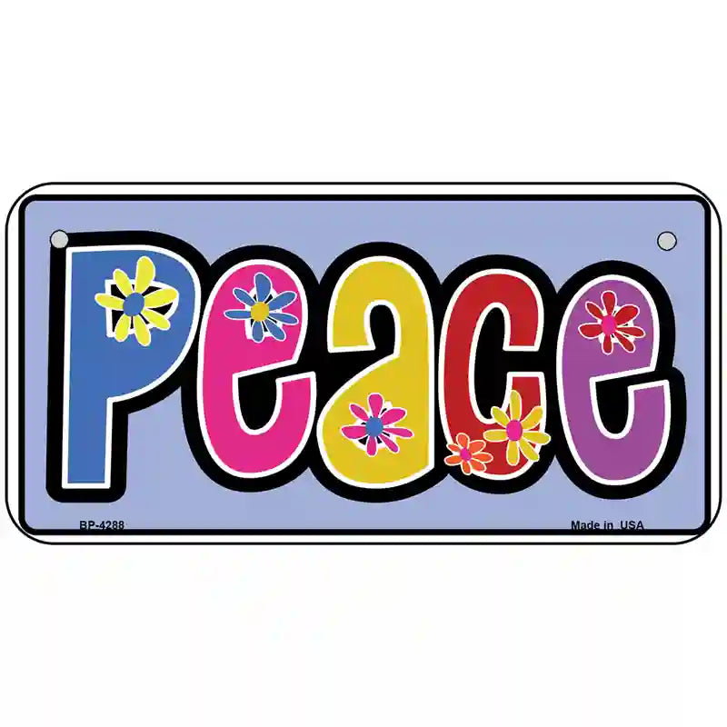 Peace And Flowers Metal Novelty License Plate 6" x 3" (BP)