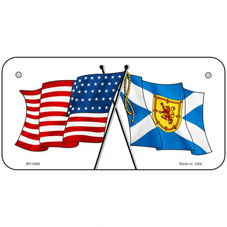 United States Scotland Crossed Flags Metal Novelty License Plate Sign 6" x 3" (BP)