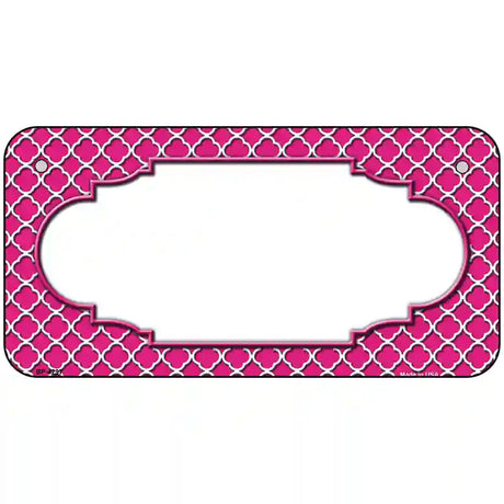 Pink White Quatrefoil Center Scallop Metal Novelty License Plate 6" x 3" (BP)