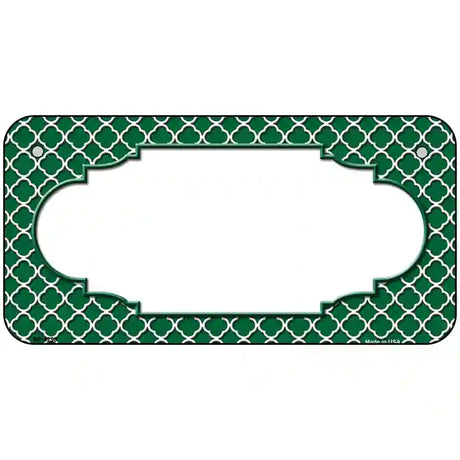 Green White Quatrefoil Center Scallop Metal Novelty License Plate 6" x 3" (BP)