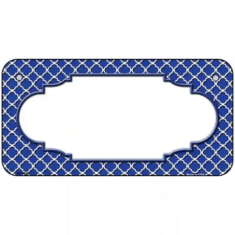 Blue White Quatrefoil Center Scallop Metal Novelty License Plate 6" x 3" (BP)