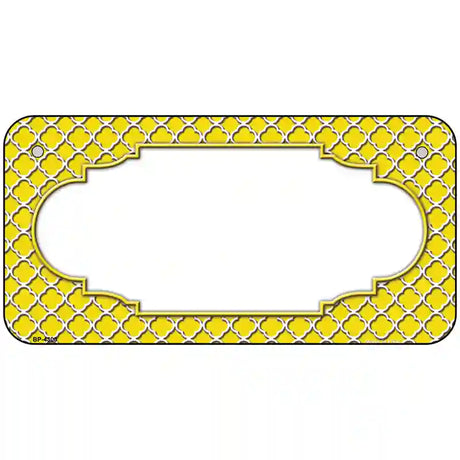 Yellow White Quatrefoil Center Scallop Metal Novelty License Plate 6" x 3" (BP)