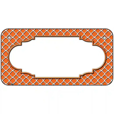 Orange White Quatrefoil Center Scallop Metal Novelty License Plate 6" x 3" (BP)