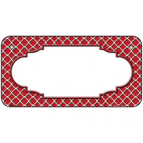 Red White Quatrefoil Center Scallop Metal Novelty License Plate 6" x 3" (BP)