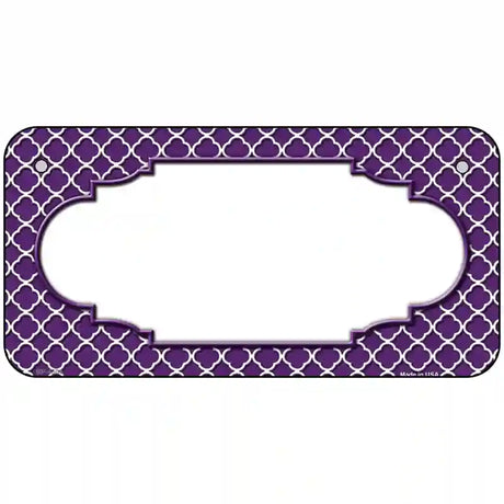 Purple White Quatrefoil Center Scallop Metal Novelty License Plate 6" x 3" (BP)