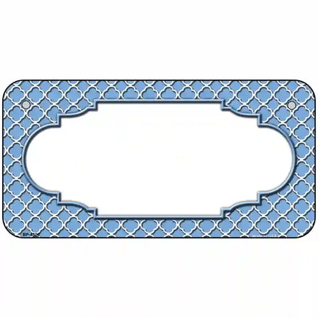 Light Blue White Quatrefoil Center Scallop Metal Novelty License Plate 6" x 3" (BP)