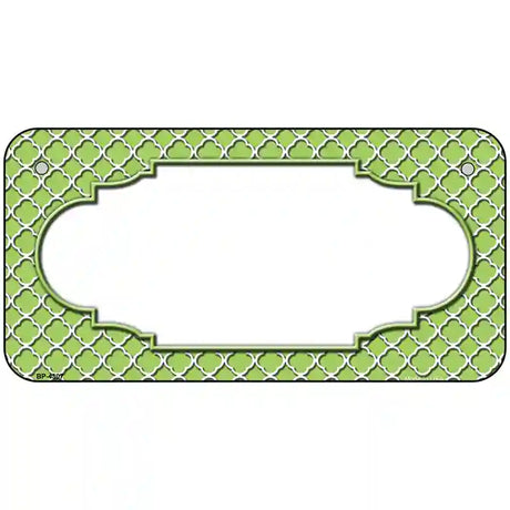 Lime Green White Quatrefoil Center Scallop Metal Novelty License Plate 6" x 3" (BP)