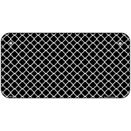 Black White Quatrefoil Metal Novelty License Plate 6" x 3" (BP)