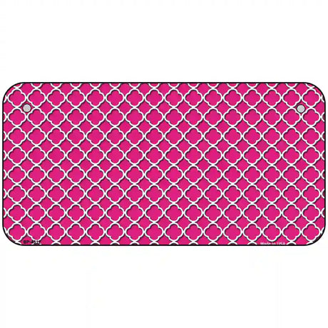 Pink White Quatrefoil Metal Novelty License Plate 6" x 3" (BP)