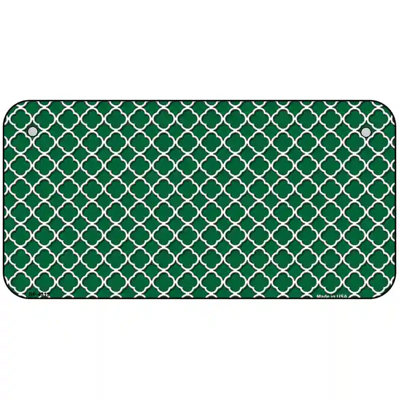 Green White Quatrefoil Metal Novelty License Plate 6" x 3" (BP)