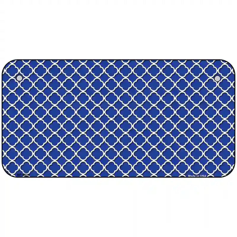 Blue White Quatrefoil Metal Novelty License Plate 6" x 3" (BP)