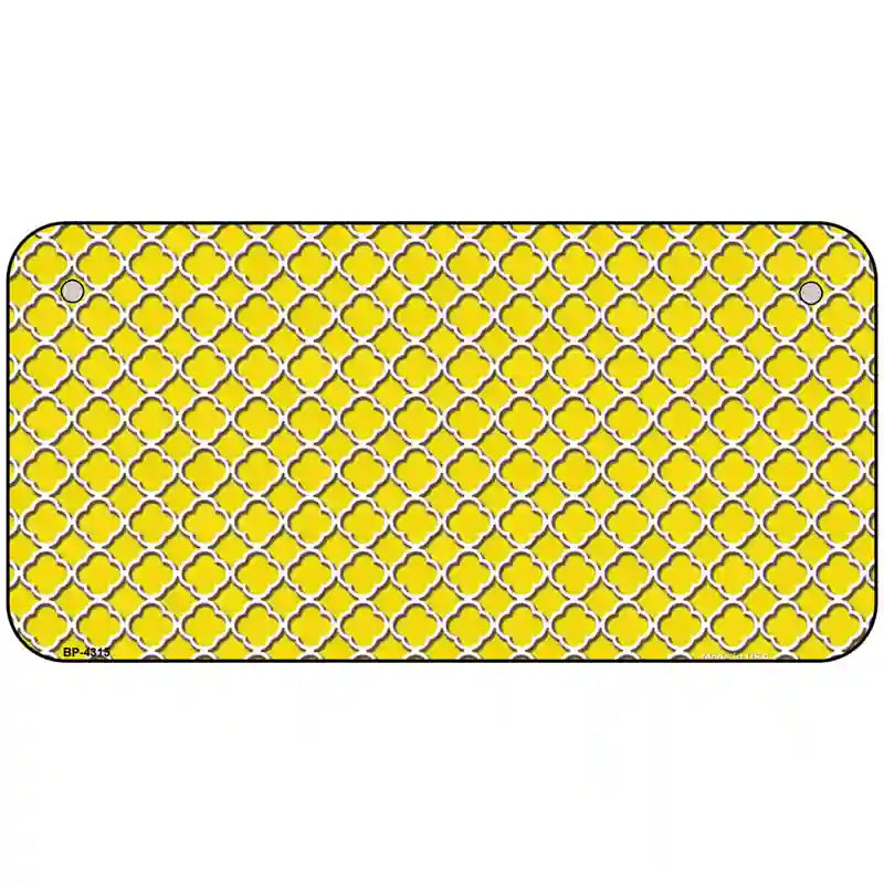 Yellow White Quatrefoil Metal Novelty License Plate 6" x 3" (BP)