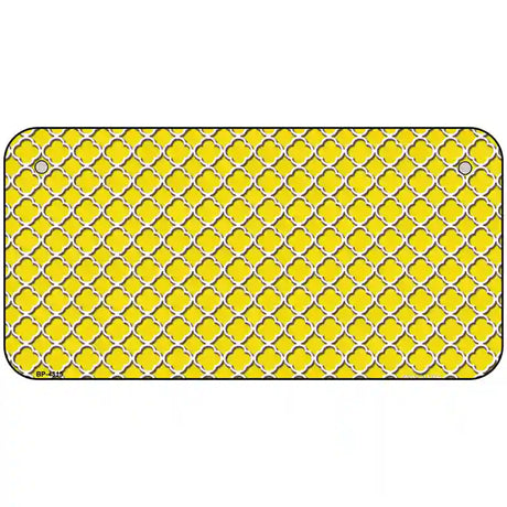 Yellow White Quatrefoil Metal Novelty License Plate 6" x 3" (BP)