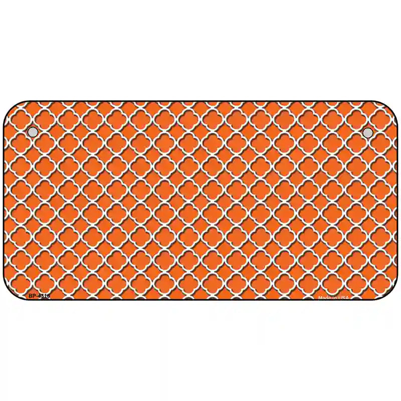 Orange White Quatrefoil Metal Novelty License Plate 6" x 3" (BP)