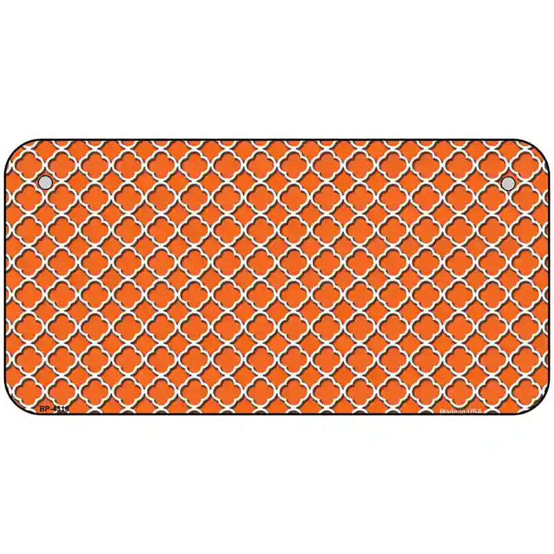 Orange White Quatrefoil Metal Novelty License Plate 6" x 3" (BP)