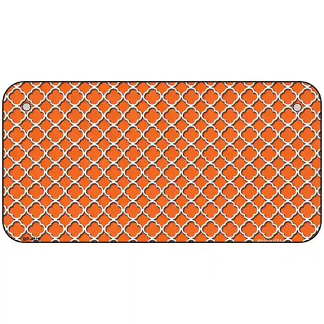 Orange White Quatrefoil Metal Novelty License Plate 6" x 3" (BP)