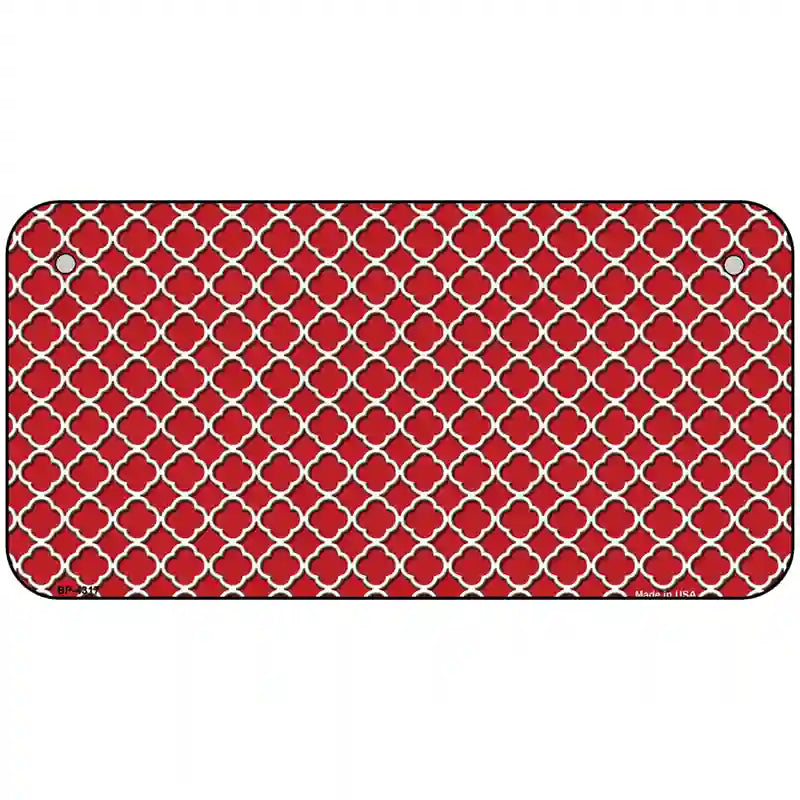 Red White Quatrefoil Metal Novelty License Plate 6" x 3" (BP)