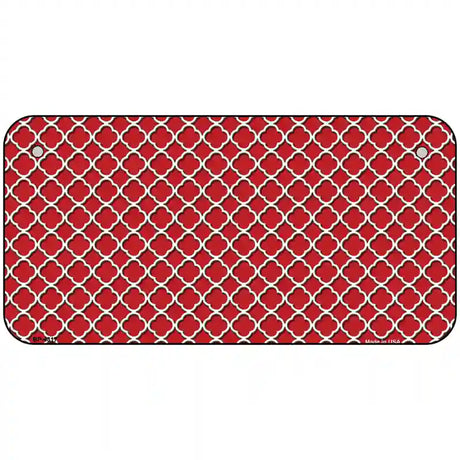 Red White Quatrefoil Metal Novelty License Plate 6" x 3" (BP)