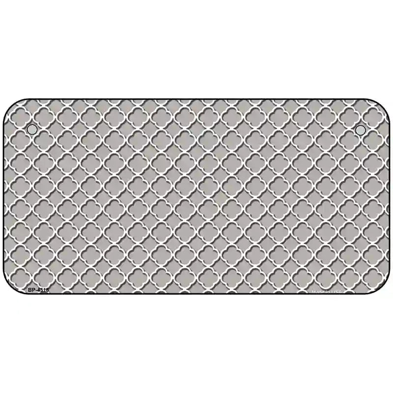 Grey White Quatrefoil Metal Novelty License Plate 6" x 3" (BP)