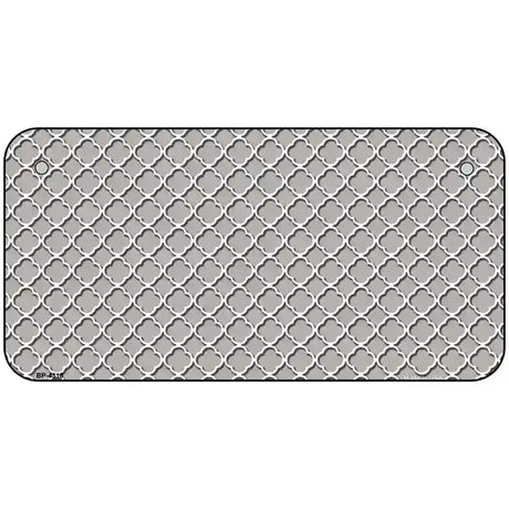 Grey White Quatrefoil Metal Novelty License Plate 6" x 3" (BP)