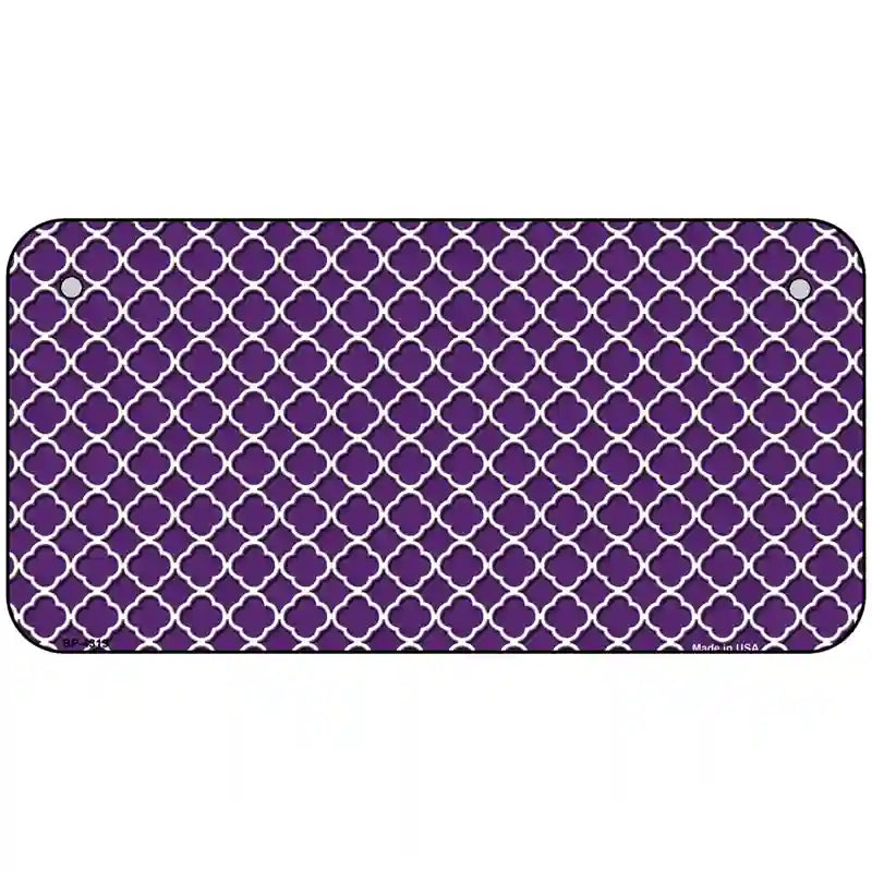 Purple White Quatrefoil Metal Novelty License Plate 6" x 3" (BP)