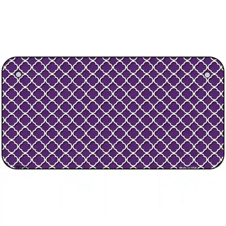 Purple White Quatrefoil Metal Novelty License Plate 6" x 3" (BP)