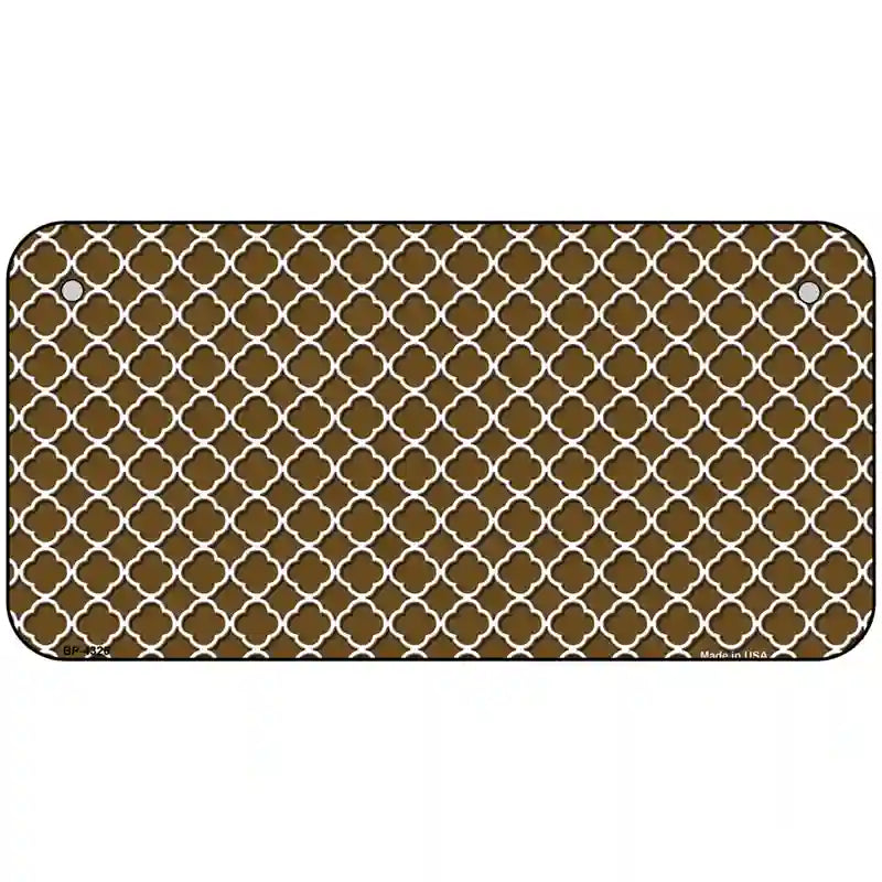 Brown White Quatrefoil Metal Novelty License Plate 6" x 3" (BP)