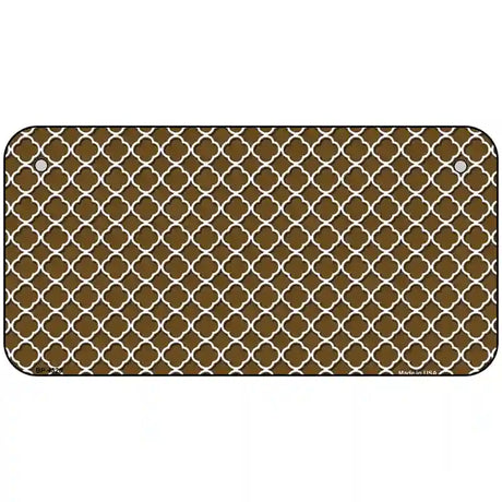 Brown White Quatrefoil Metal Novelty License Plate 6" x 3" (BP)